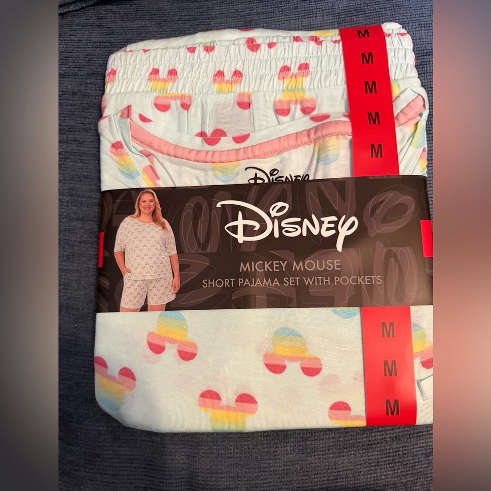Disney Mickey Mouse Women’s Pajama Set - Light Aqua and Multicolor